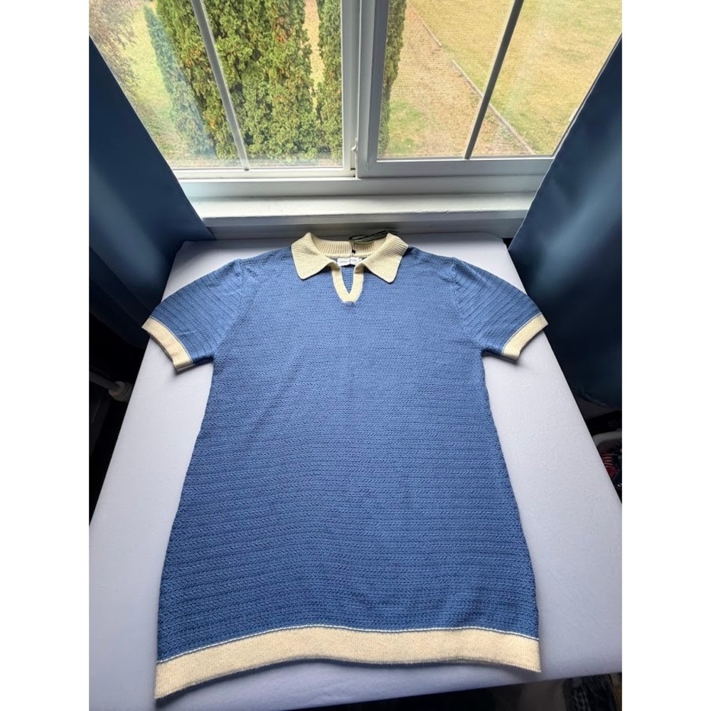 NWT OX KNITS STORE Blue Knit Short Sleeve 100% Cotton - Size 2X